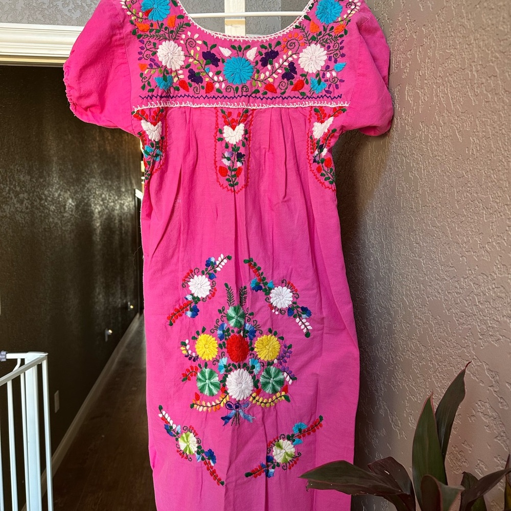 Vibrant Pink Embroidered Dress